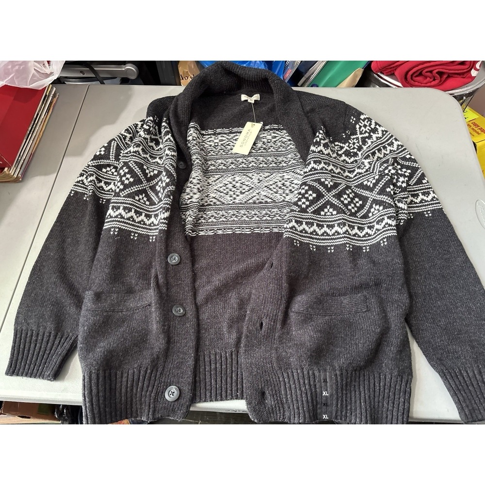 NWT Sonoma XL‎ Gray And White Cardigan